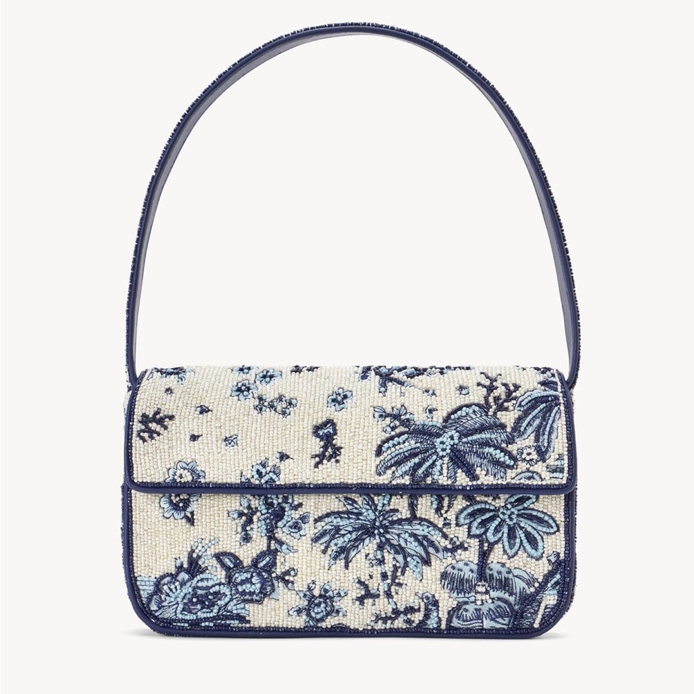 STAUD TOMMY BEADED BAG TOILE DE PUP Palm Tree design
